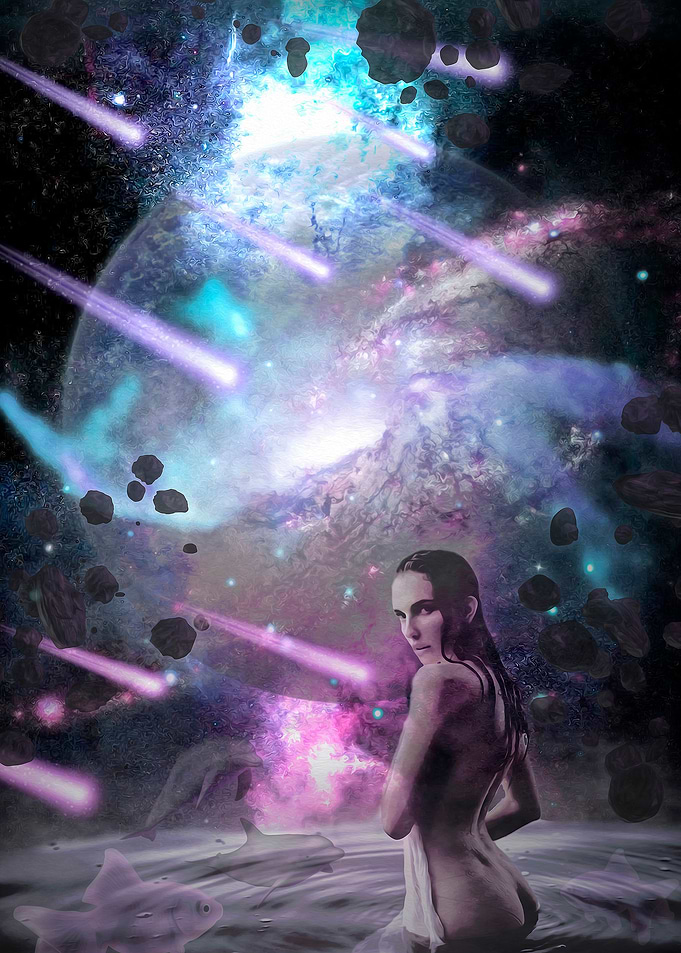 Space Trippy Girl Lake