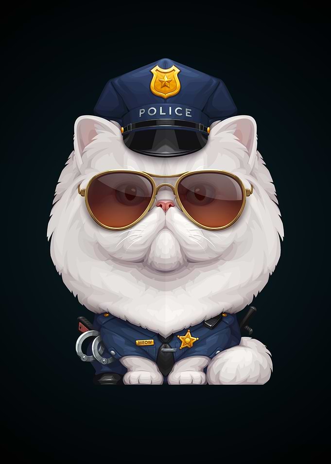 Persian Cat Police Officer