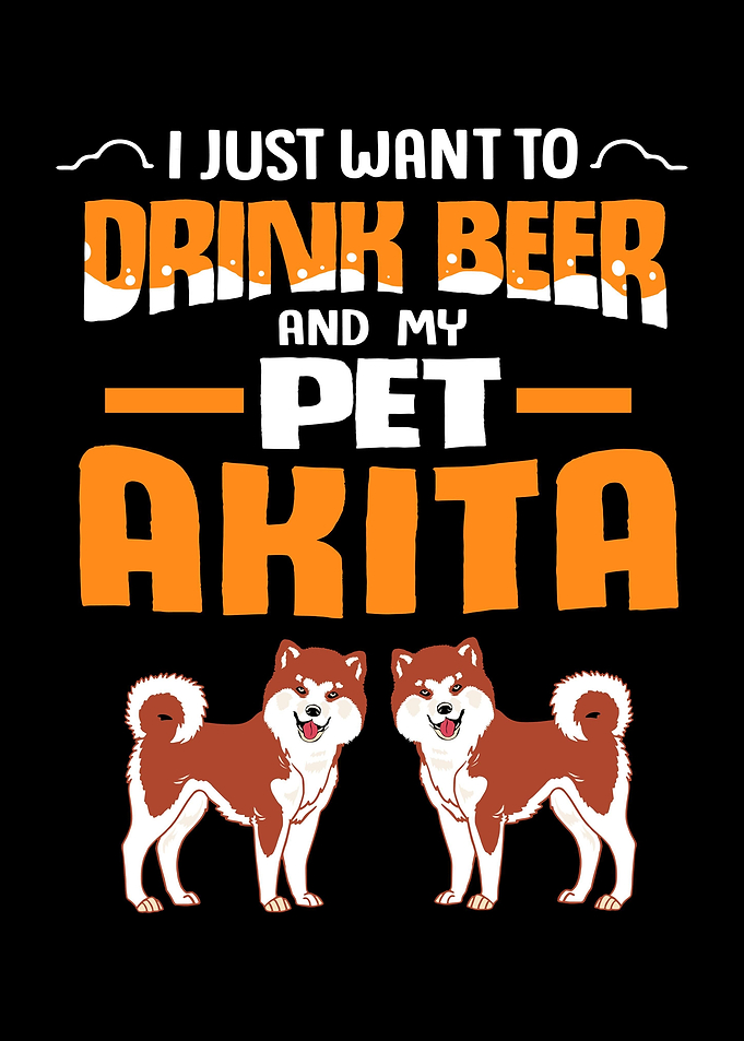 Akita Dog Drink Beer