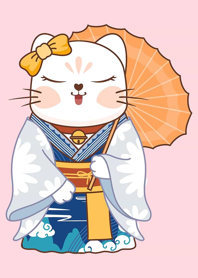 Japanese Kimono Lucky Cat