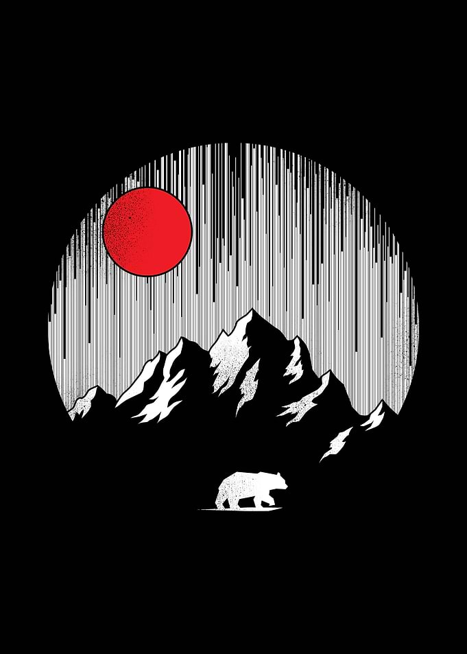 Bear and Red Moon