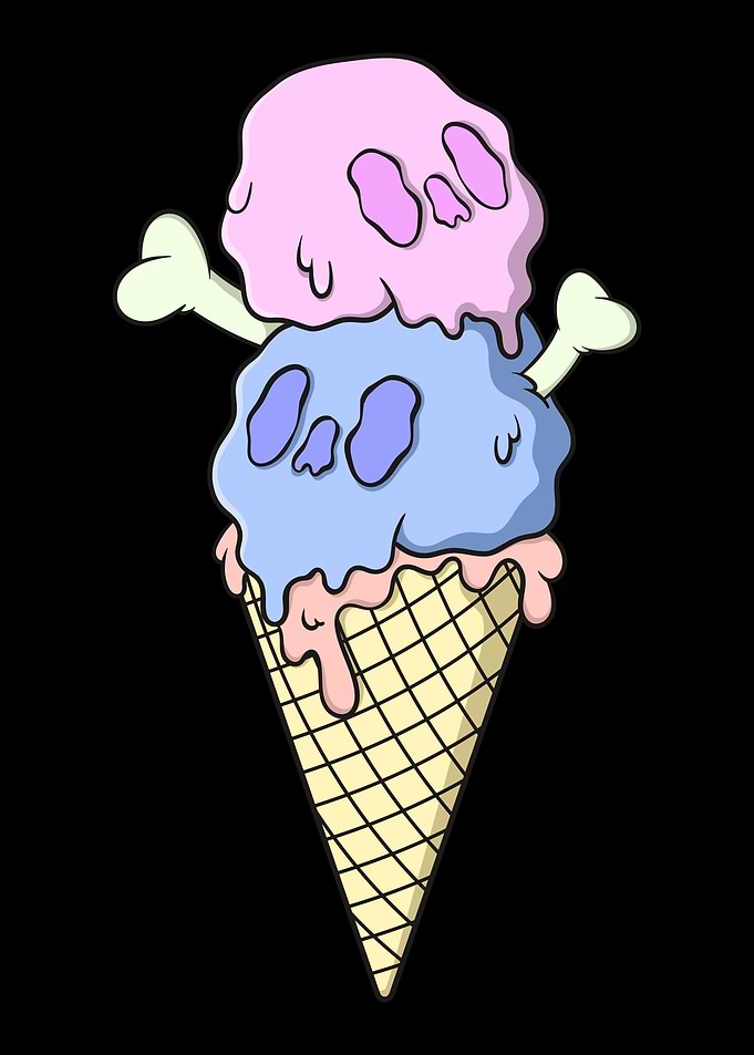 Pastel Goth Skull Ice Crea