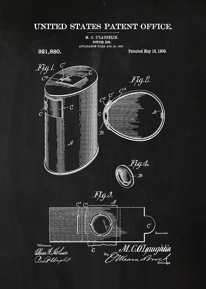 45 Gun Powder Keg Patent