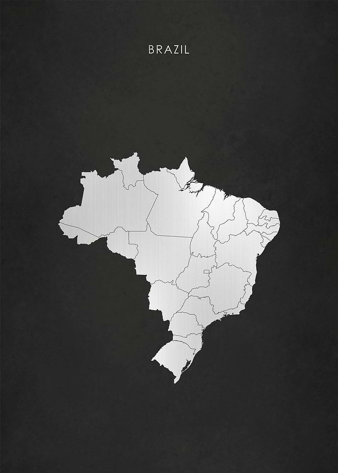 Silver Brazil Map