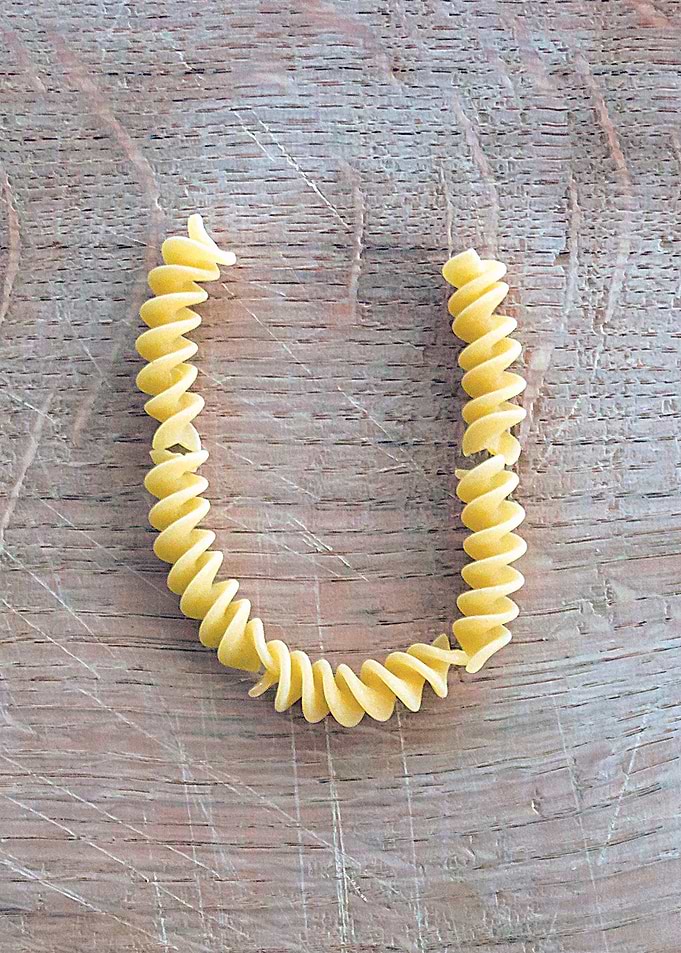 Letter composed with pasta