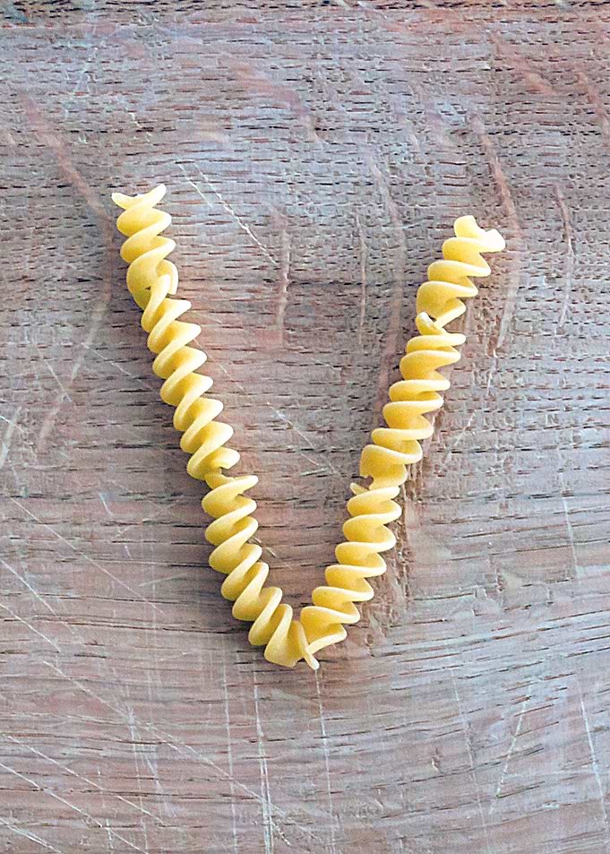 Letter composed with pasta