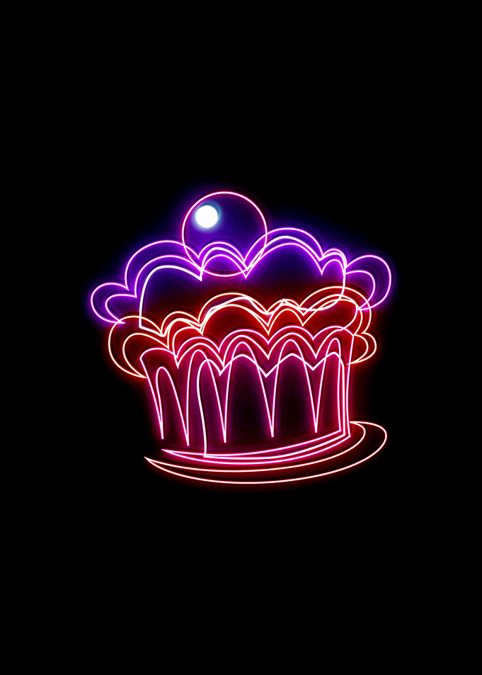 cake fast food neon