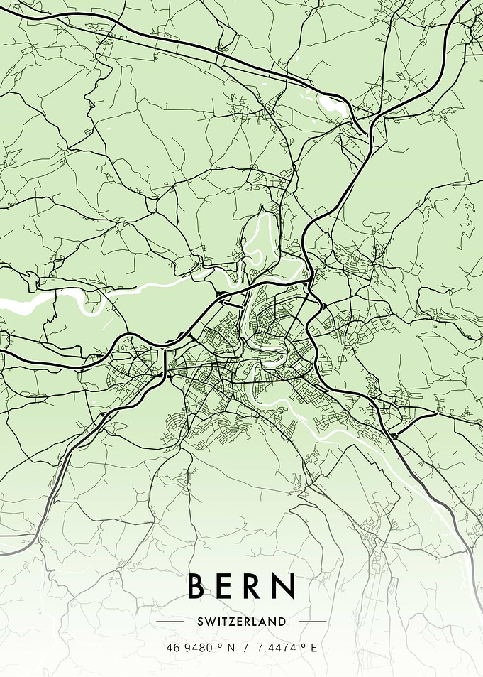 Bern City Map Green