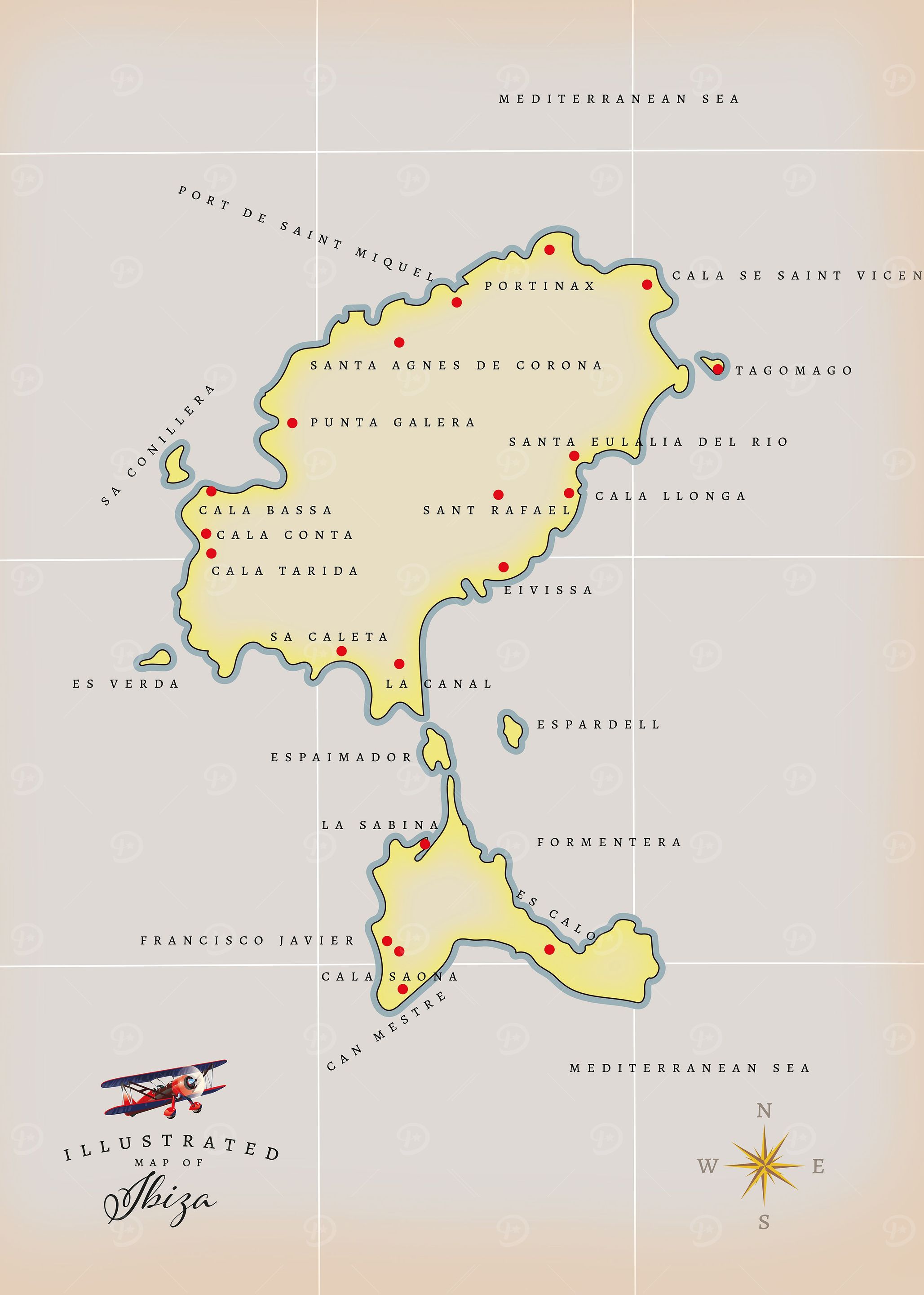 Illustrated map of Ibiza