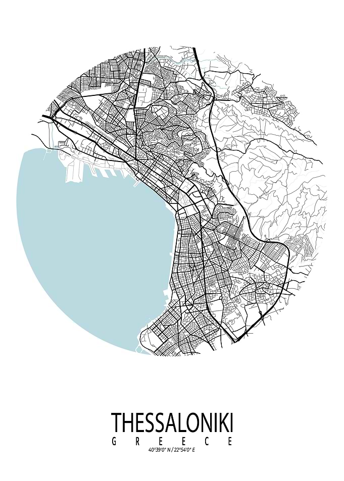 Thessaloniki Map Circle