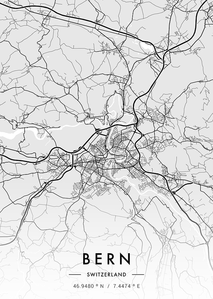 Bern City Map White