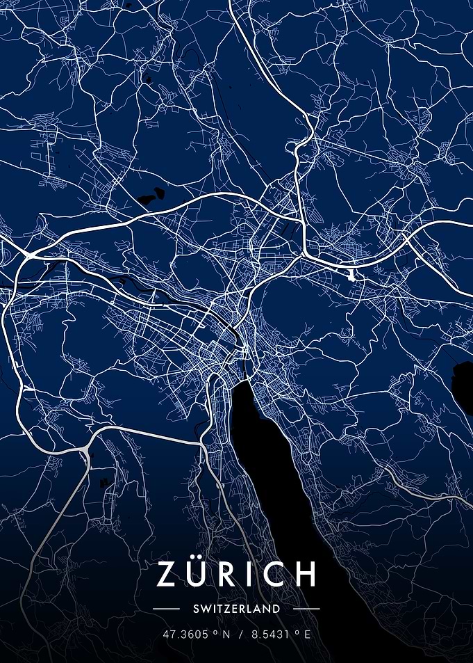 Zurich City Map Blueprint