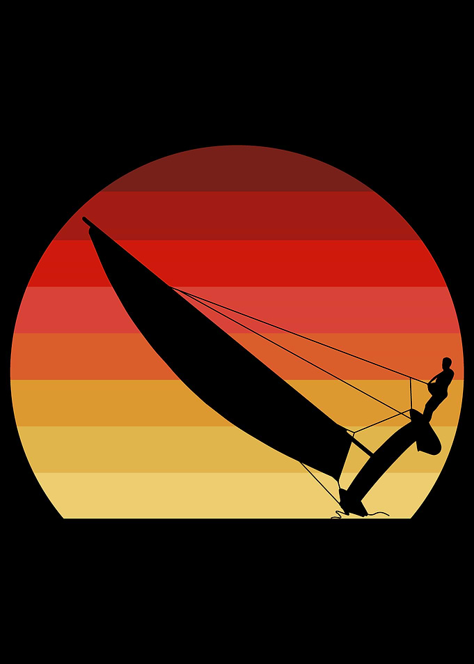 Cat Sailing Sunset Retro