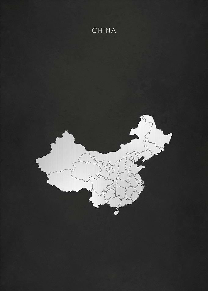 Silver China Map