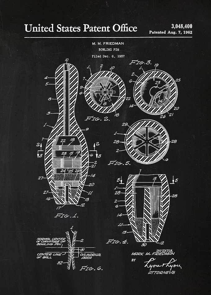 56 Bowling Pin Patent