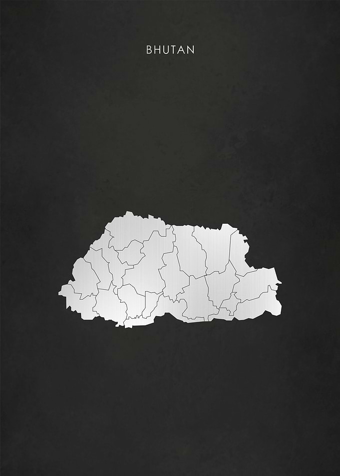 Silver Bhutan Map