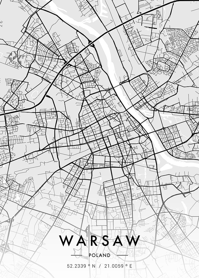 Warsaw City Map White