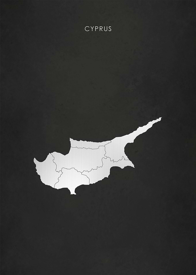 Silver Cyprus Map