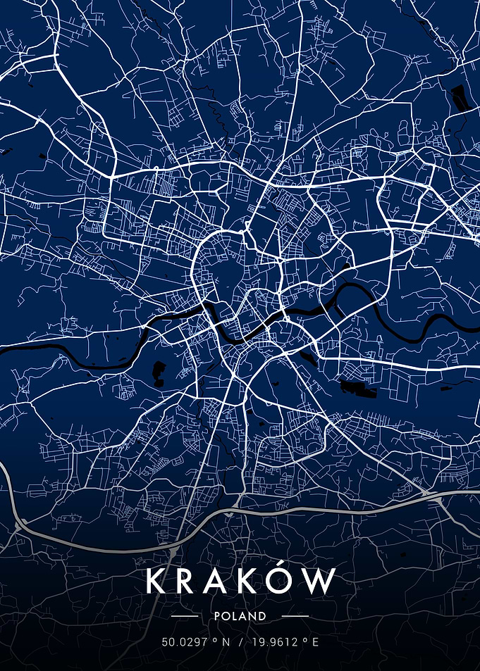 Krakow City Map Blueprint