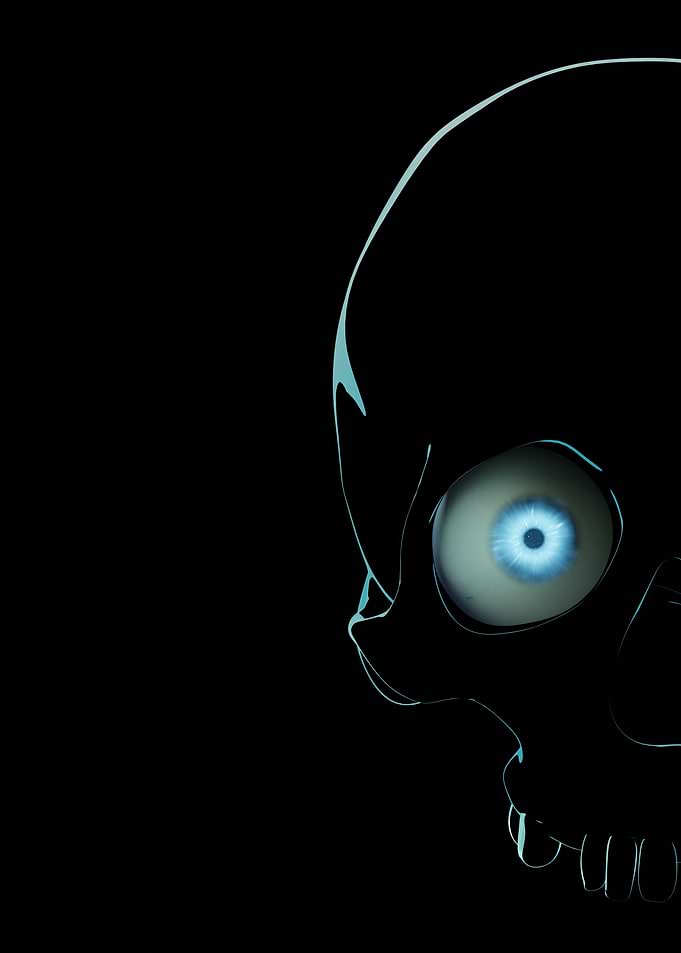 Blue Cartoon Skull