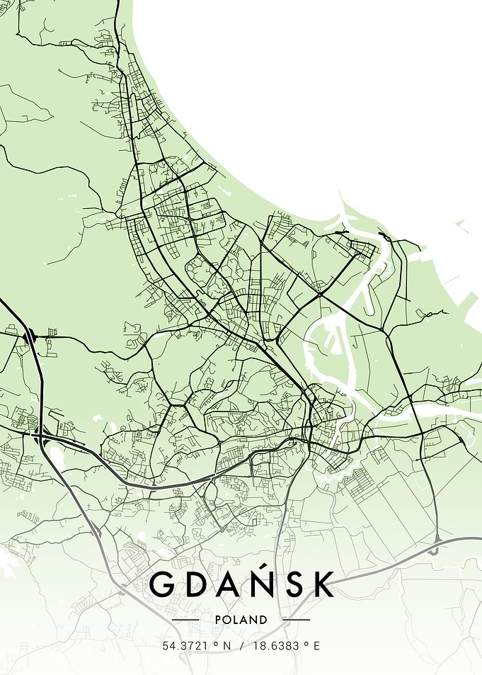 Gdansk City Map Green