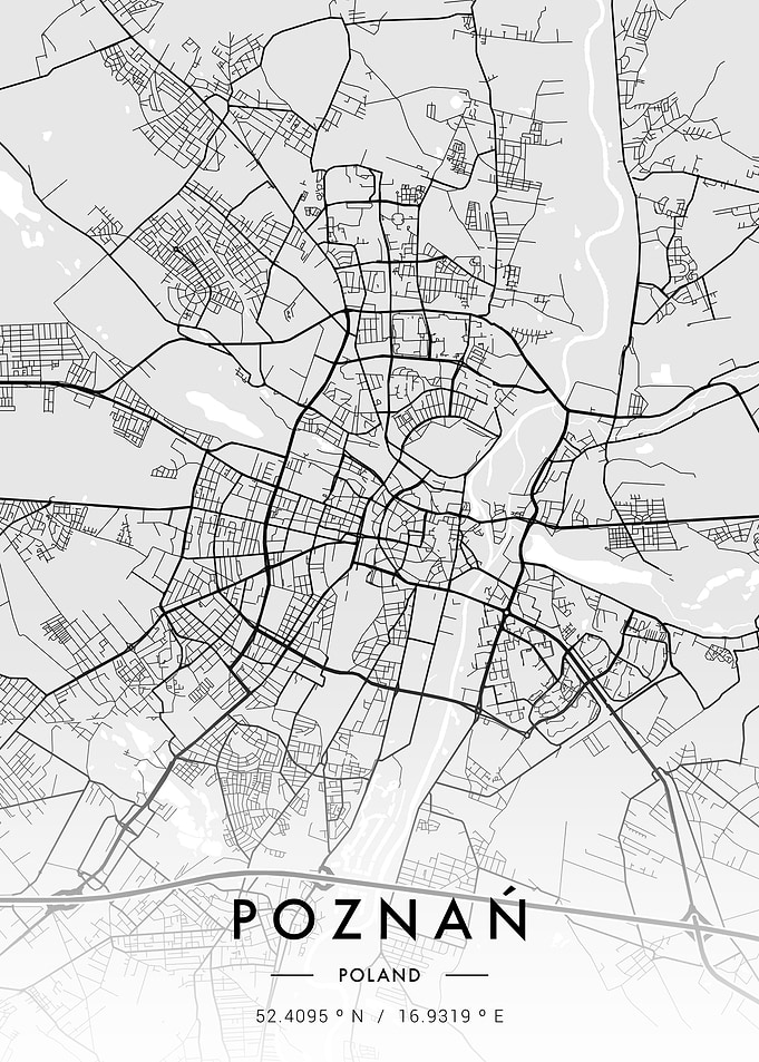 Poznan City Map White