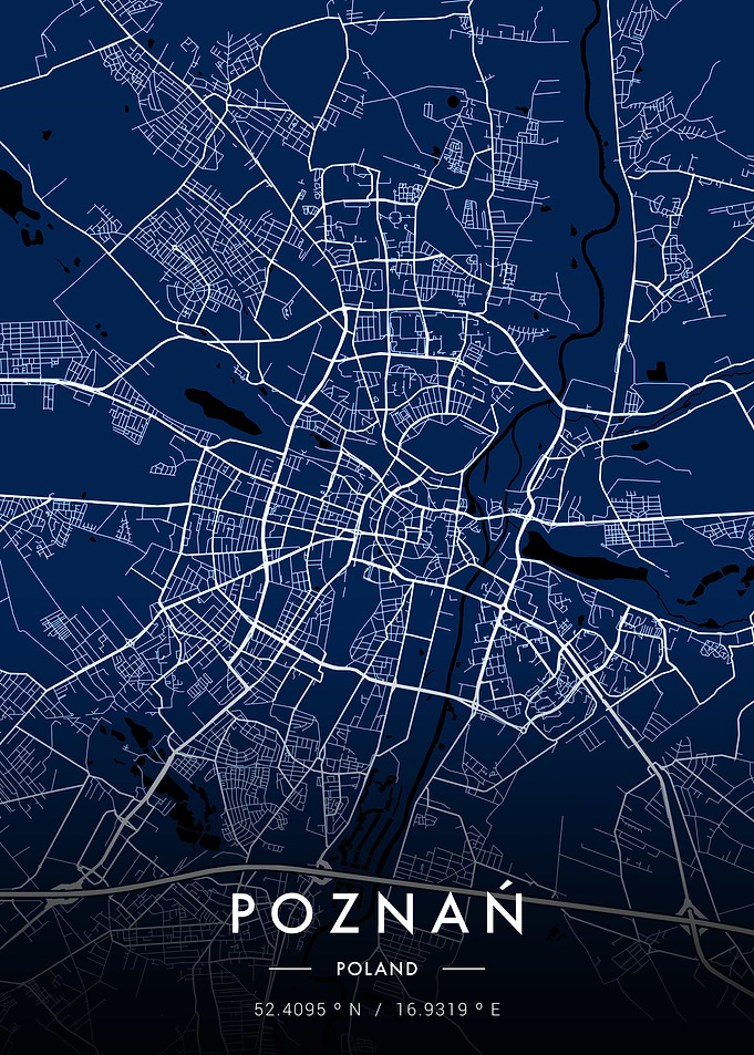 Poznan City Map Blueprint
