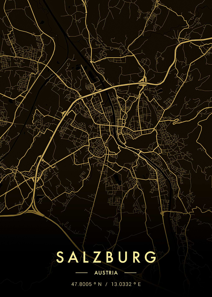 Salzburg City Map Gold