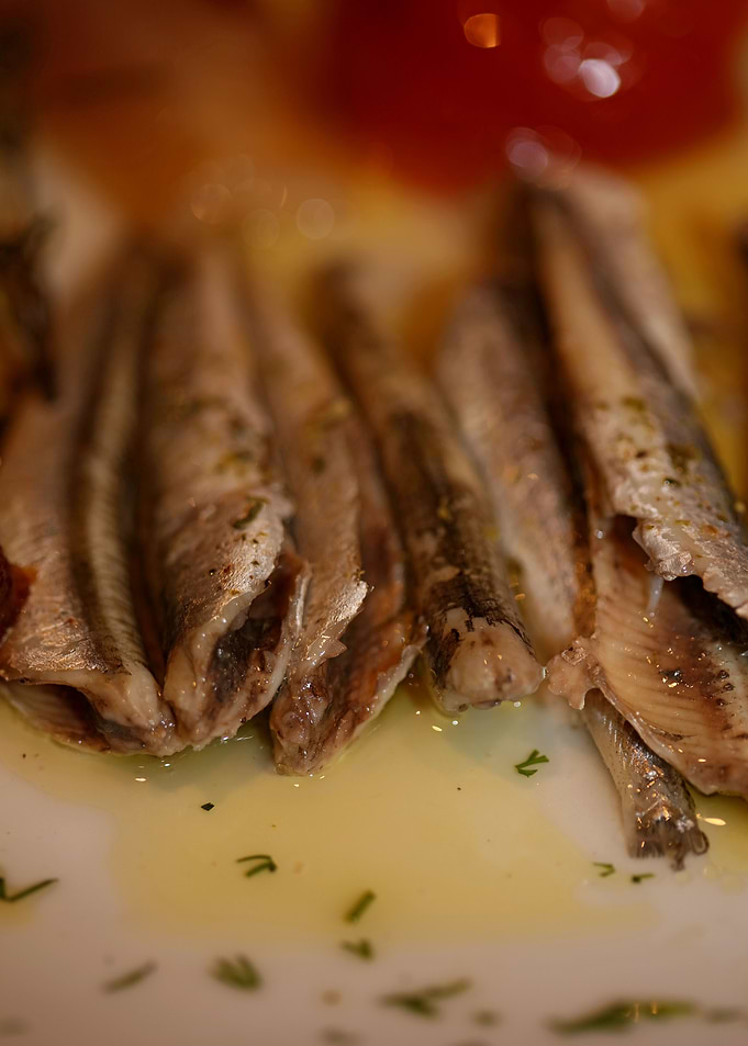 Sardines fish plate macro