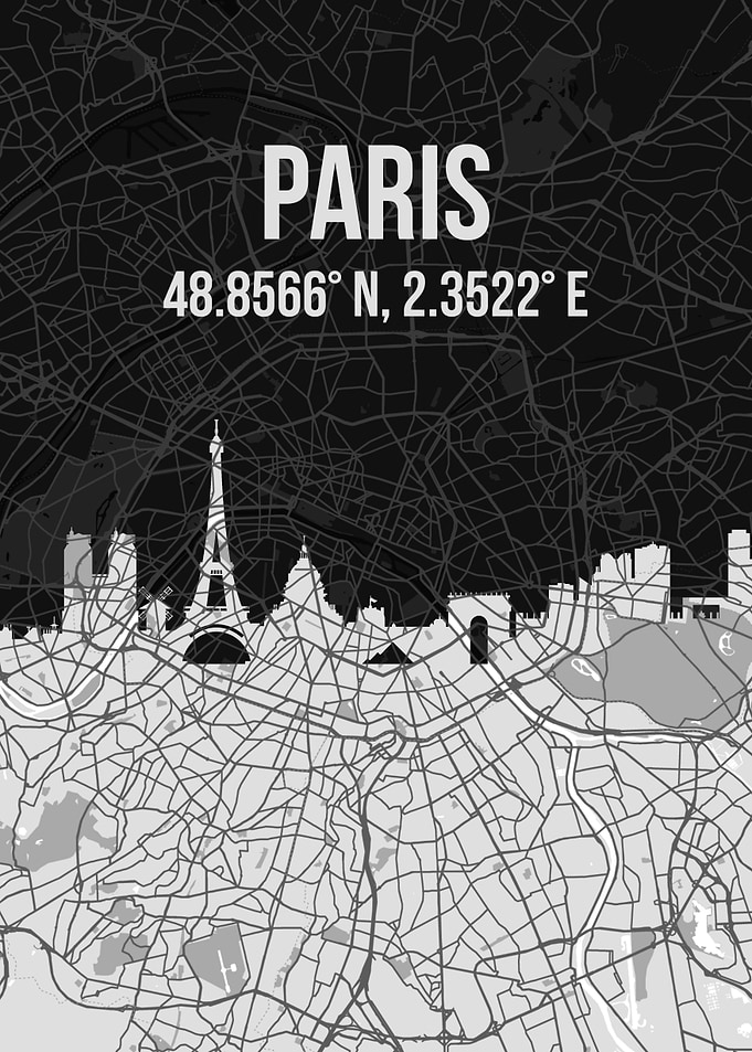 Paris City Map Skyline