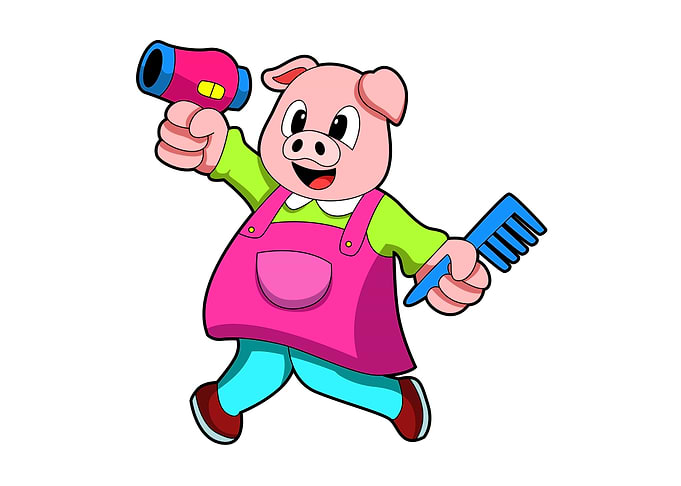 Pig Hairdresser Hairdryer