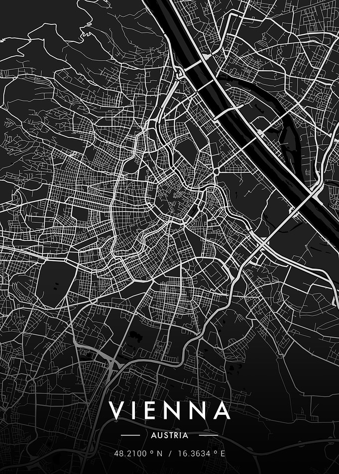 Vienna City Map Dark