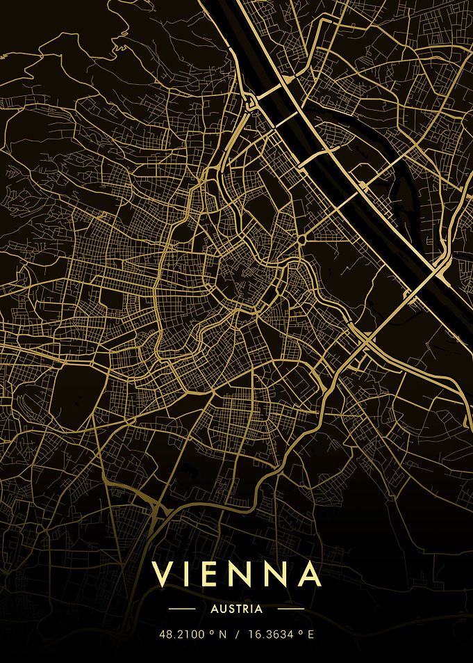 Vienna City Map Gold