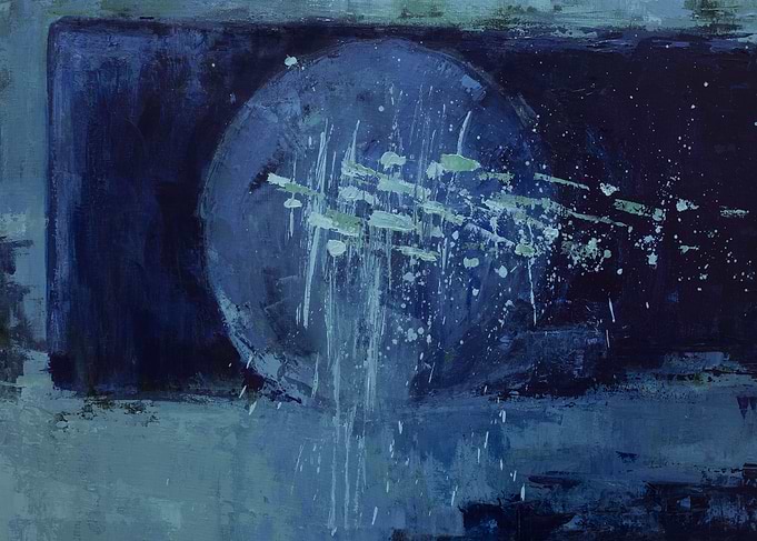 Blue horizontal abstract