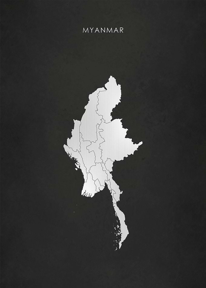 Silver Myanmar Map