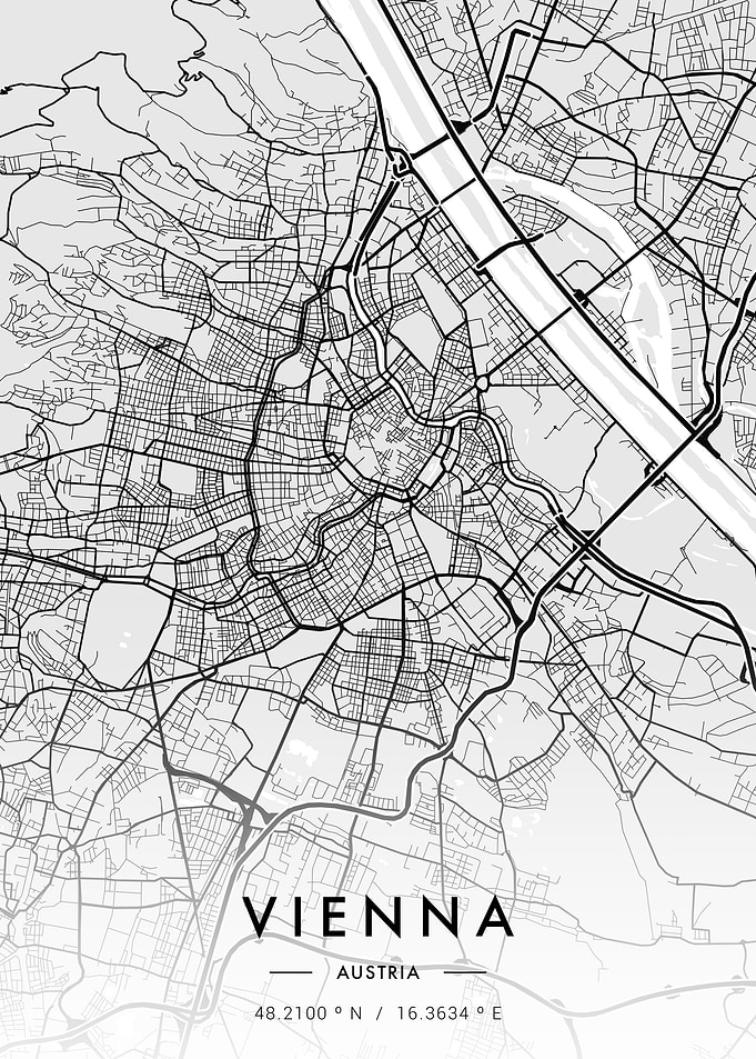 Vienna City Map White