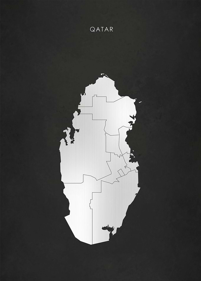 Silver Qatar Map