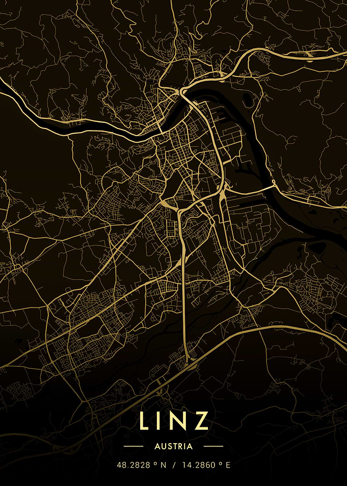 Linz City Map Gold