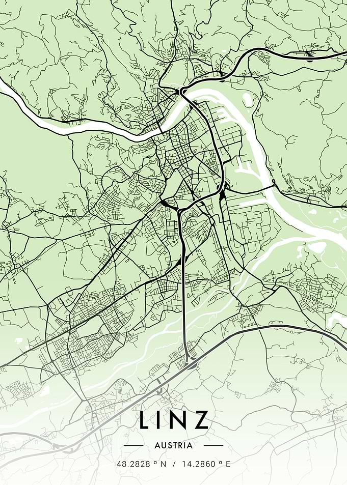 Linz City Map Green