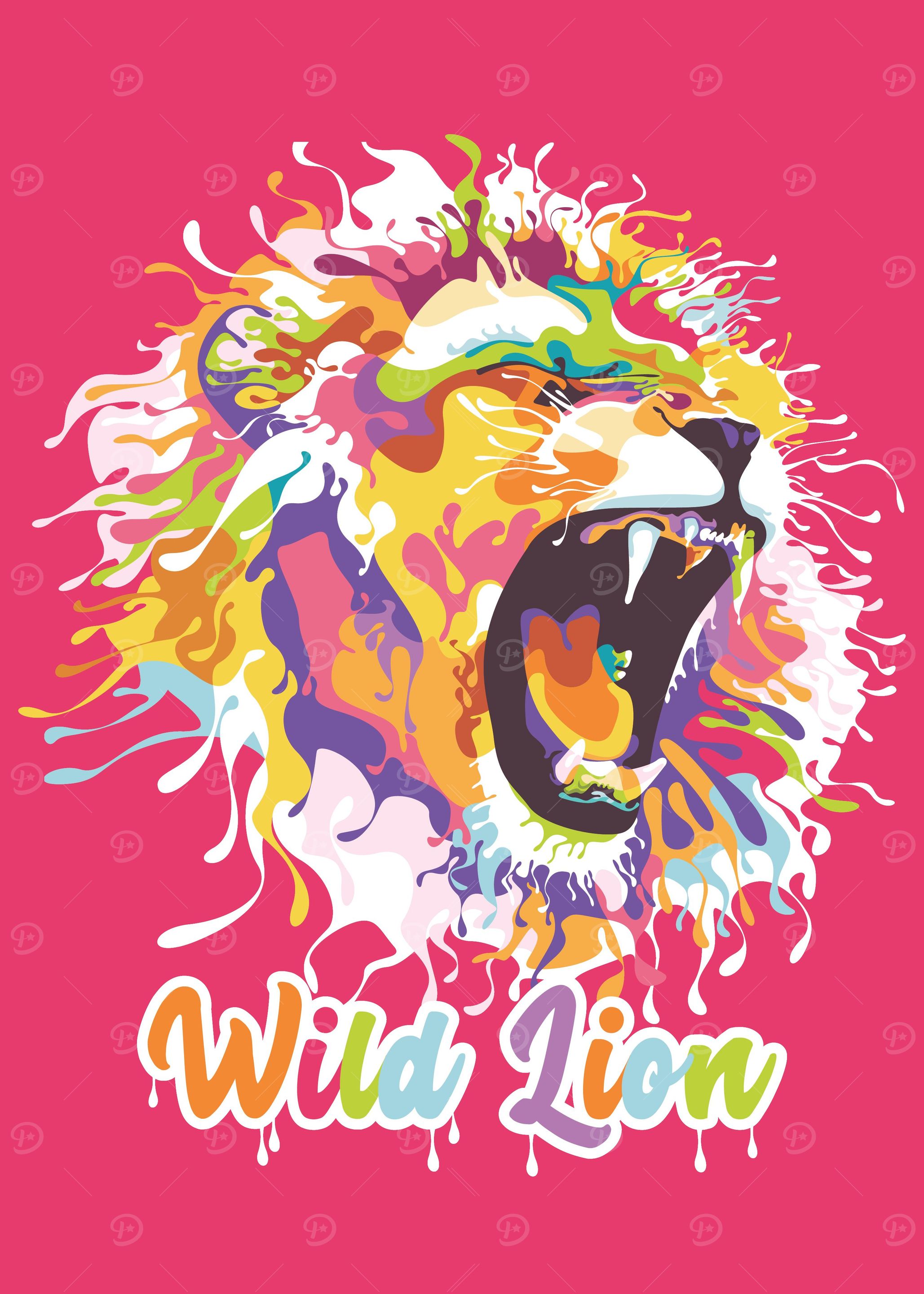 Wild Lion in Vector Popart