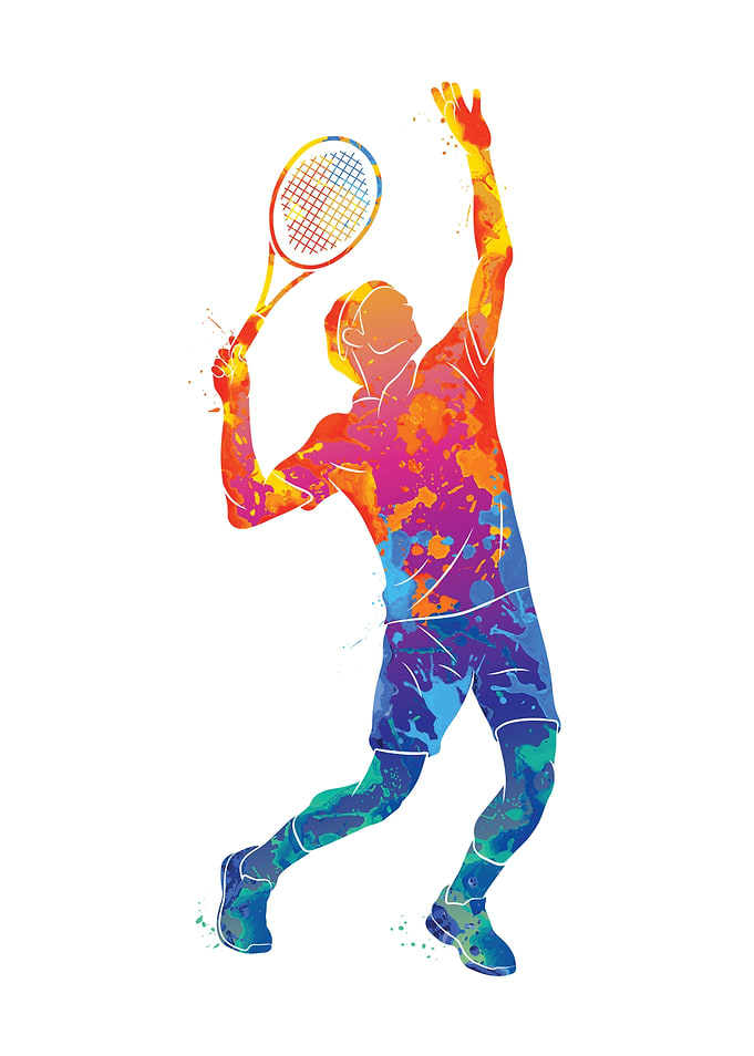 Watercolor Tennis Man