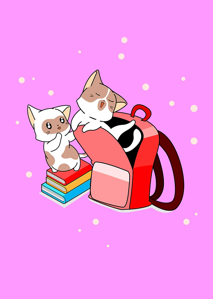Cute Kitten Back To School