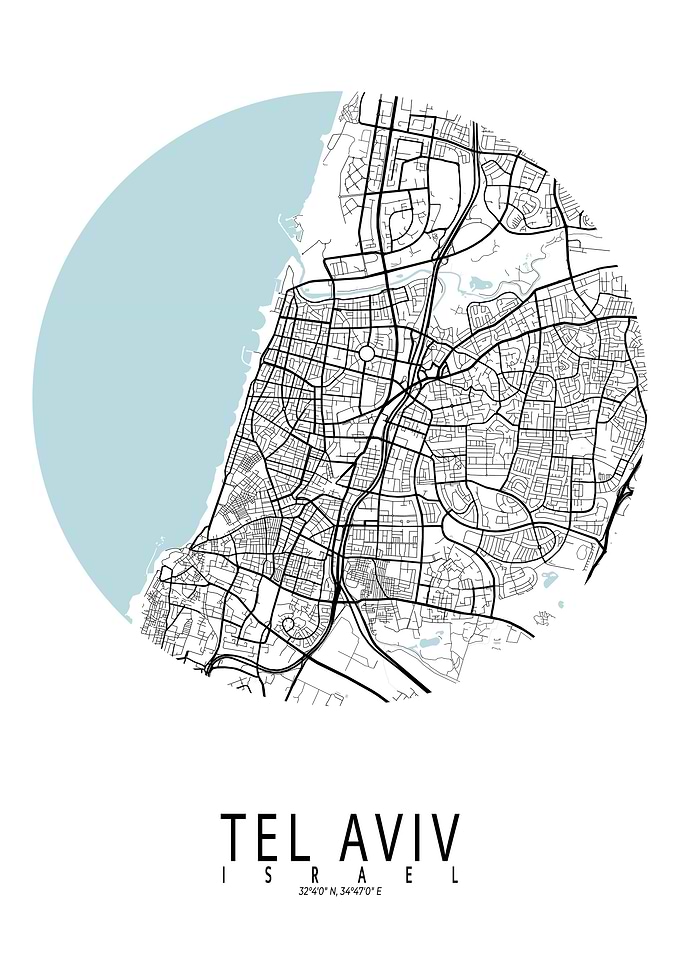 Tel Aviv City Map Circle