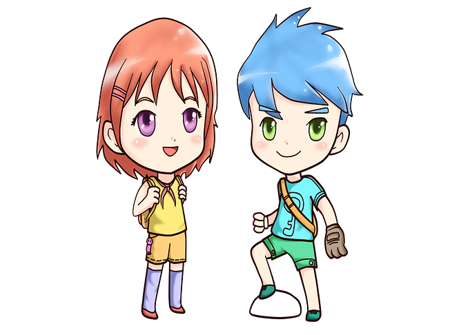 blue orange boy girl
