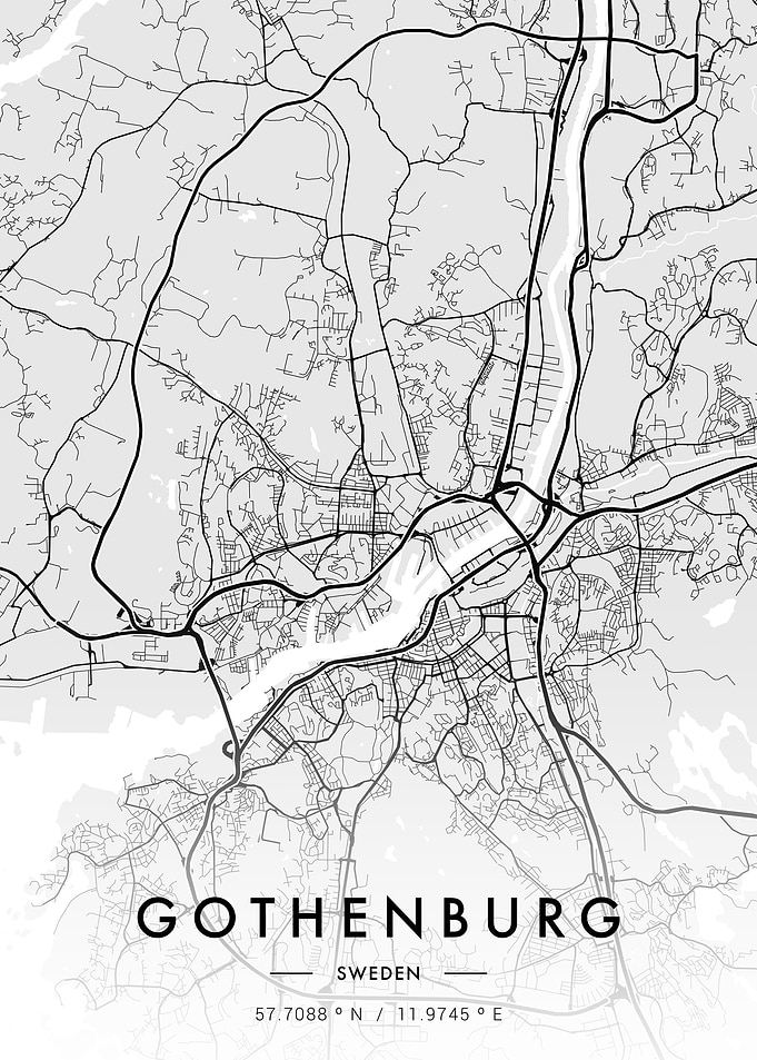 Gothenburg City Map White