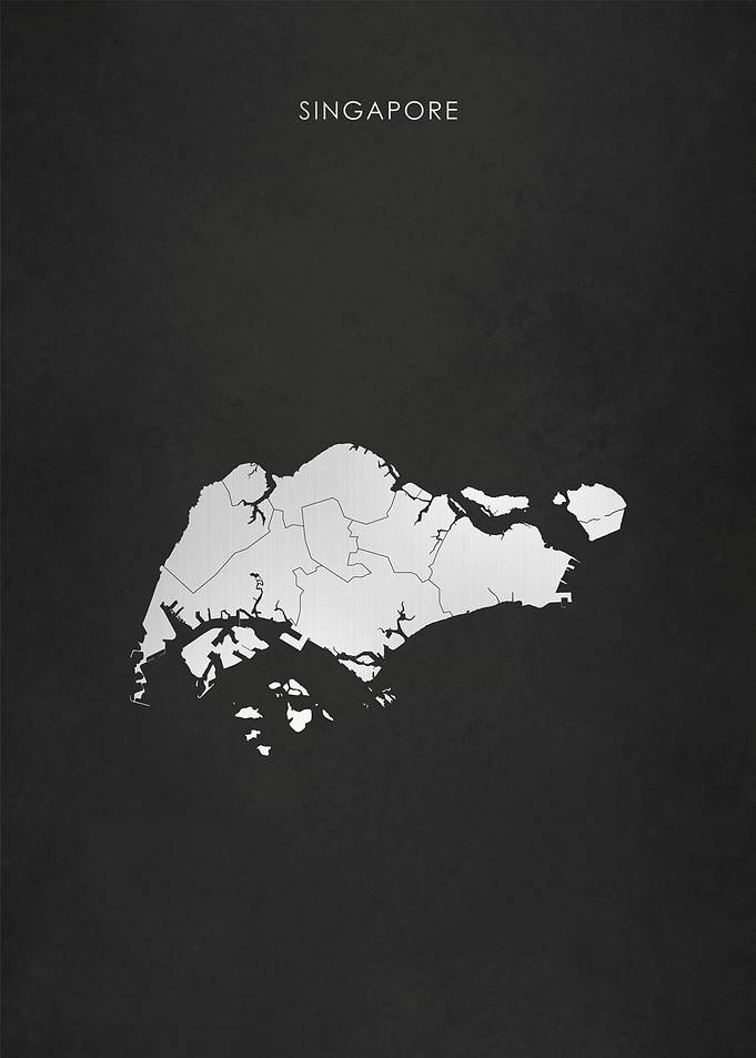 Silver Singapore Map