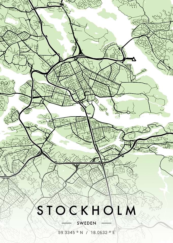 Stockholm City Map Green