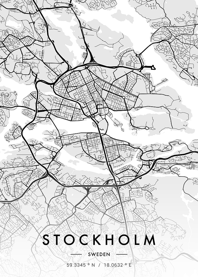 Stockholm City Map White