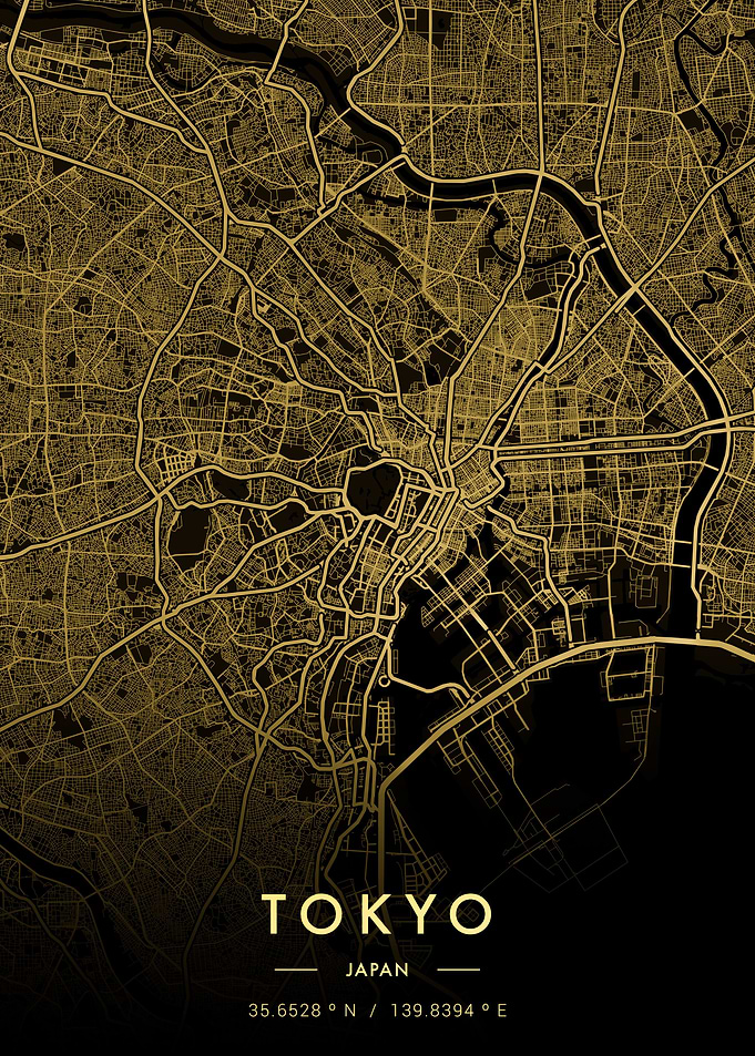 Tokyo City Map Gold
