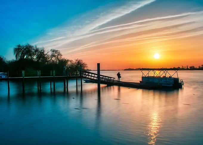 Sunset by the river